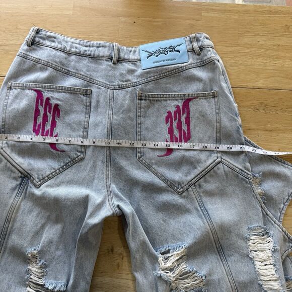 PCCVISION Japanese Dracula Denim Pants Jeans Distressed Grunge Goth Unisex Med - Picture 9 of 16